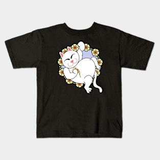 Happy white cat Kids T-Shirt